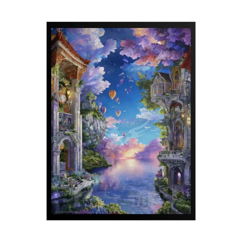 Surreal 3D Photographic Lake Palace Poster — Funky Balconies & Doors to Other Dimensions 18″ x 24″ (Vertical) / Matte