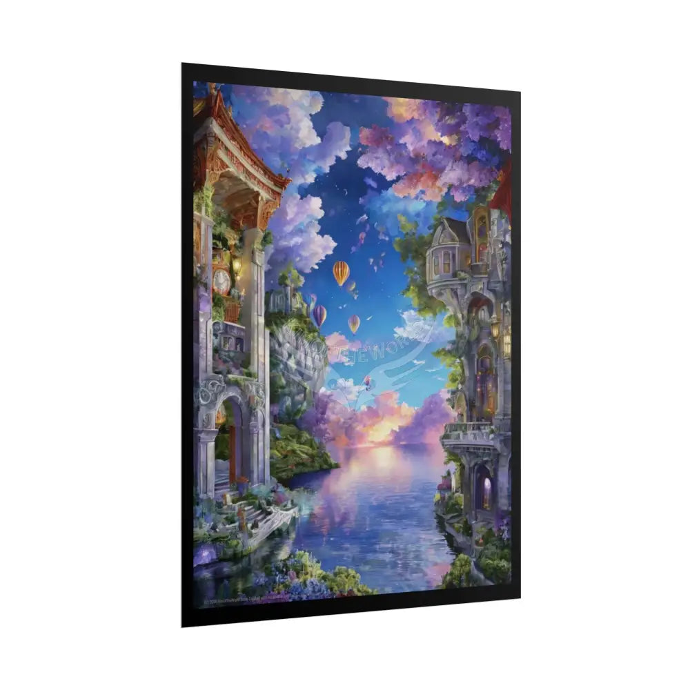 Surreal 3D Photographic Lake Palace Poster — Funky Balconies & Doors to Other Dimensions Poster