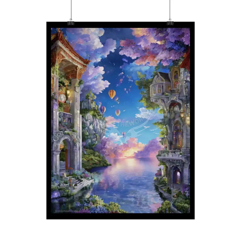 Surreal 3D Photographic Lake Palace Poster — Funky Balconies & Doors to Other Dimensions Poster