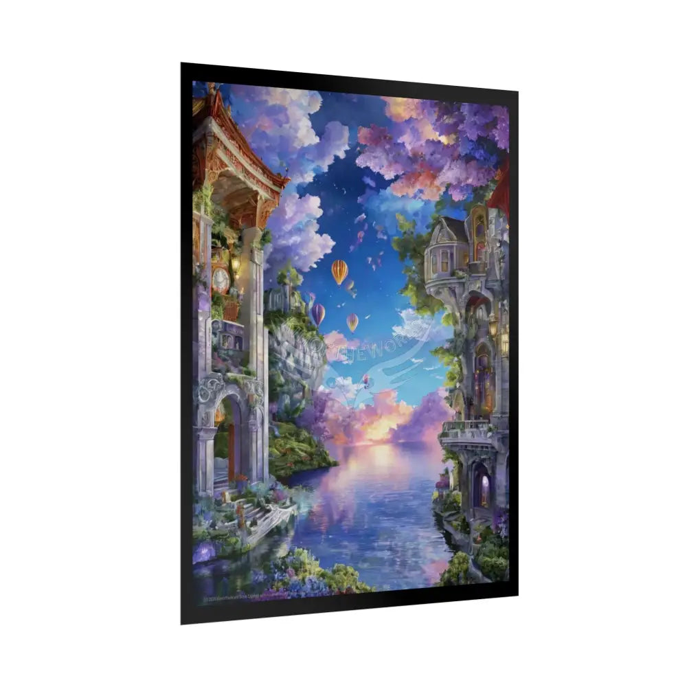 Surreal 3D Photographic Lake Palace Poster — Funky Balconies & Doors to Other Dimensions Poster