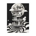 Surreal Black & White Spiral Tower in Gothic Wonderland Canvas — Moonlit Optical Illusion Wall Art 36’’ x 48’’