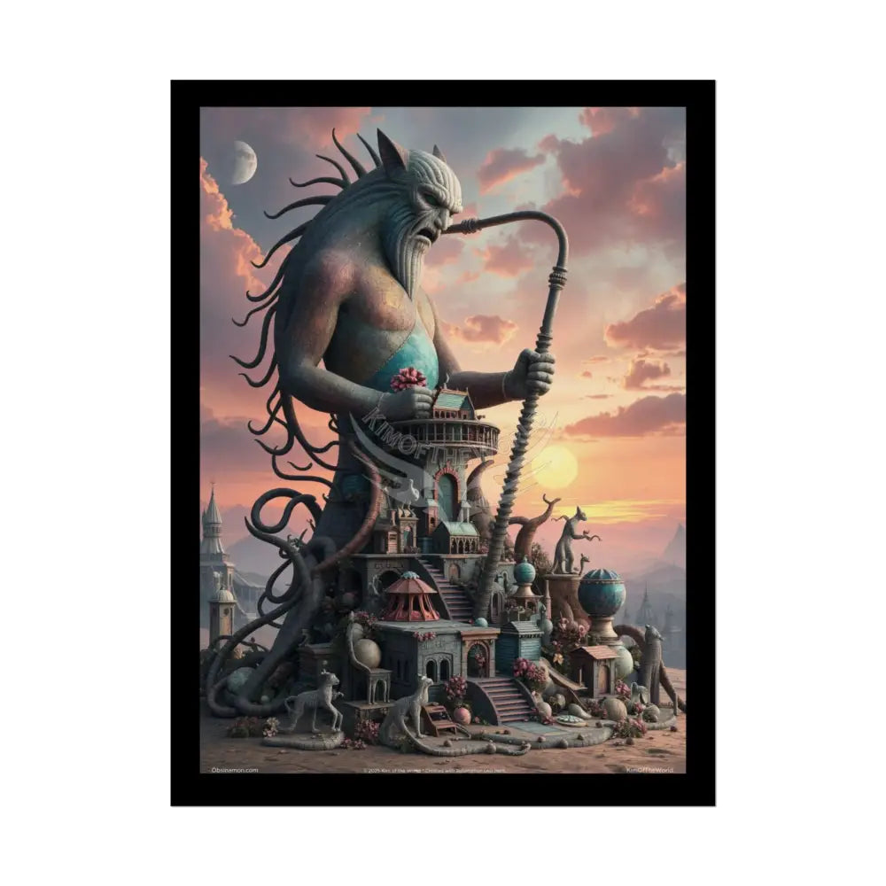 Surreal Diorama Giant Man Architecture Art Poster — Exclusive 3D Doll House Diorama Rolled Poster Set Pieces 18″ x 24″