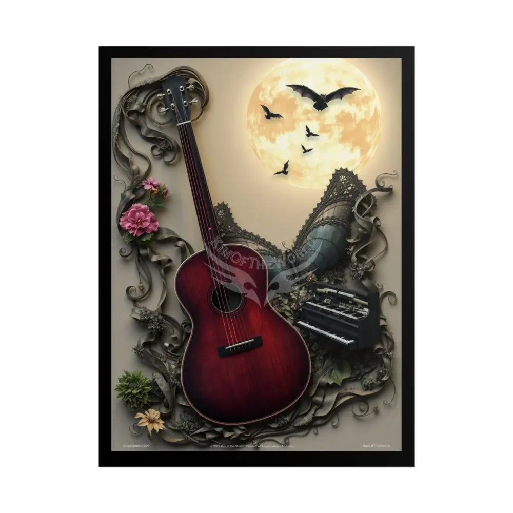 Surreal Diorama Guitar Architecture Art Poster — Exclusive 3D Diorama Rolled Poster Set Pieces 18″ x 24″ (Vertical)
