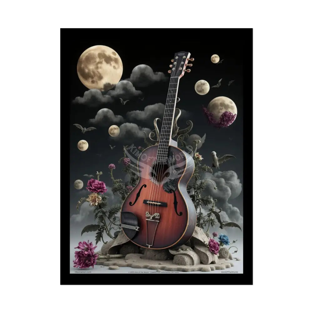 Surreal Diorama Guitar Architecture Art Poster — Exclusive 3D Diorama Rolled Poster Set Pieces 18″ x 24″ (Vertical)