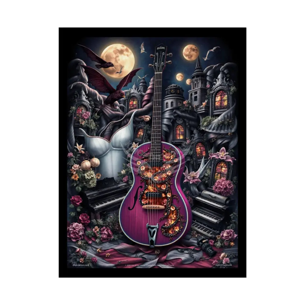 Surreal Diorama Guitar Architecture Art Poster — Exclusive 3D Diorama Rolled Poster Set Pieces 18″ x 24″ (Vertical)