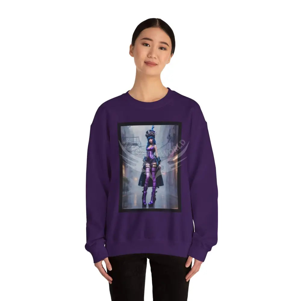 Surreal Empowered 3D Anime Tall Girl Fantasy Signature Design Sweatshirt — Tall Giantess Fetish Art Crewneck Sweatshirt