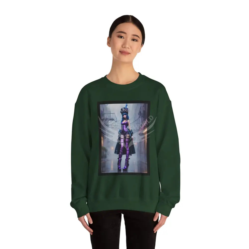 Surreal Empowered 3D Anime Tall Girl Fantasy Signature Design Sweatshirt — Tall Giantess Fetish Art Crewneck Sweatshirt