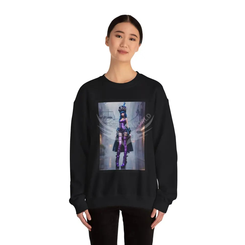 Surreal Empowered 3D Anime Tall Girl Fantasy Signature Design Sweatshirt — Tall Giantess Fetish Art Crewneck Sweatshirt