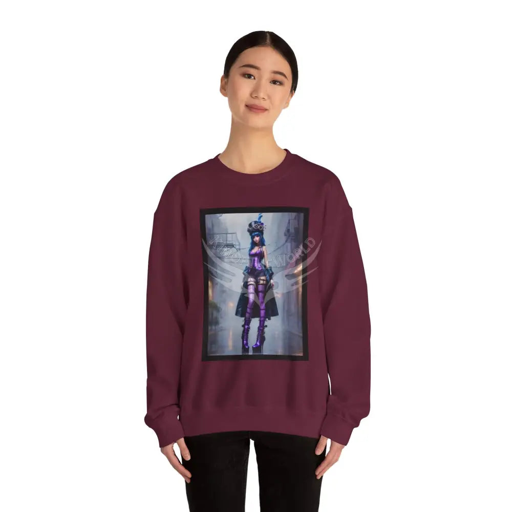 Surreal Empowered 3D Anime Tall Girl Fantasy Signature Design Sweatshirt — Tall Giantess Fetish Art Crewneck Sweatshirt