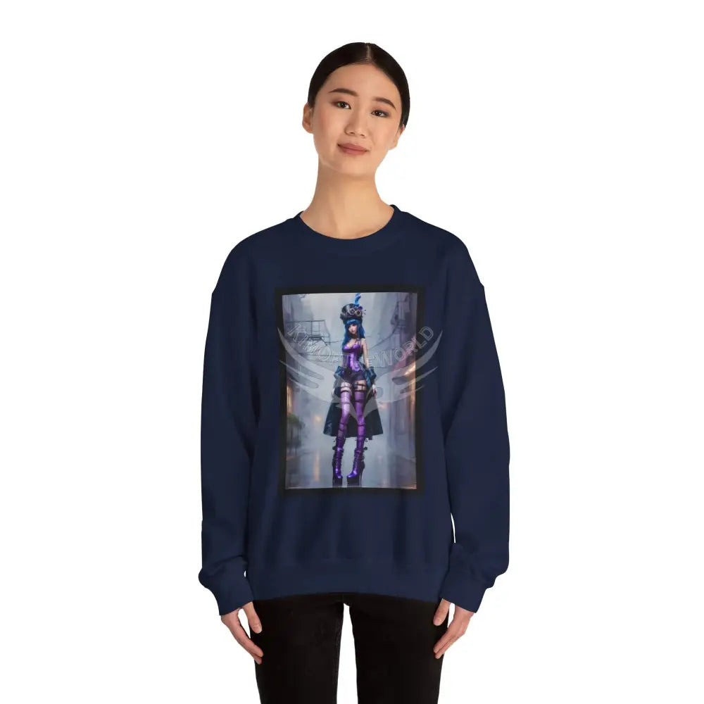 Surreal Empowered 3D Anime Tall Girl Fantasy Signature Design Sweatshirt — Tall Giantess Fetish Art Crewneck Sweatshirt