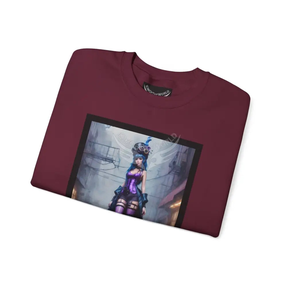 Surreal Empowered 3D Anime Tall Girl Fantasy Signature Design Sweatshirt — Tall Giantess Fetish Art Crewneck Sweatshirt