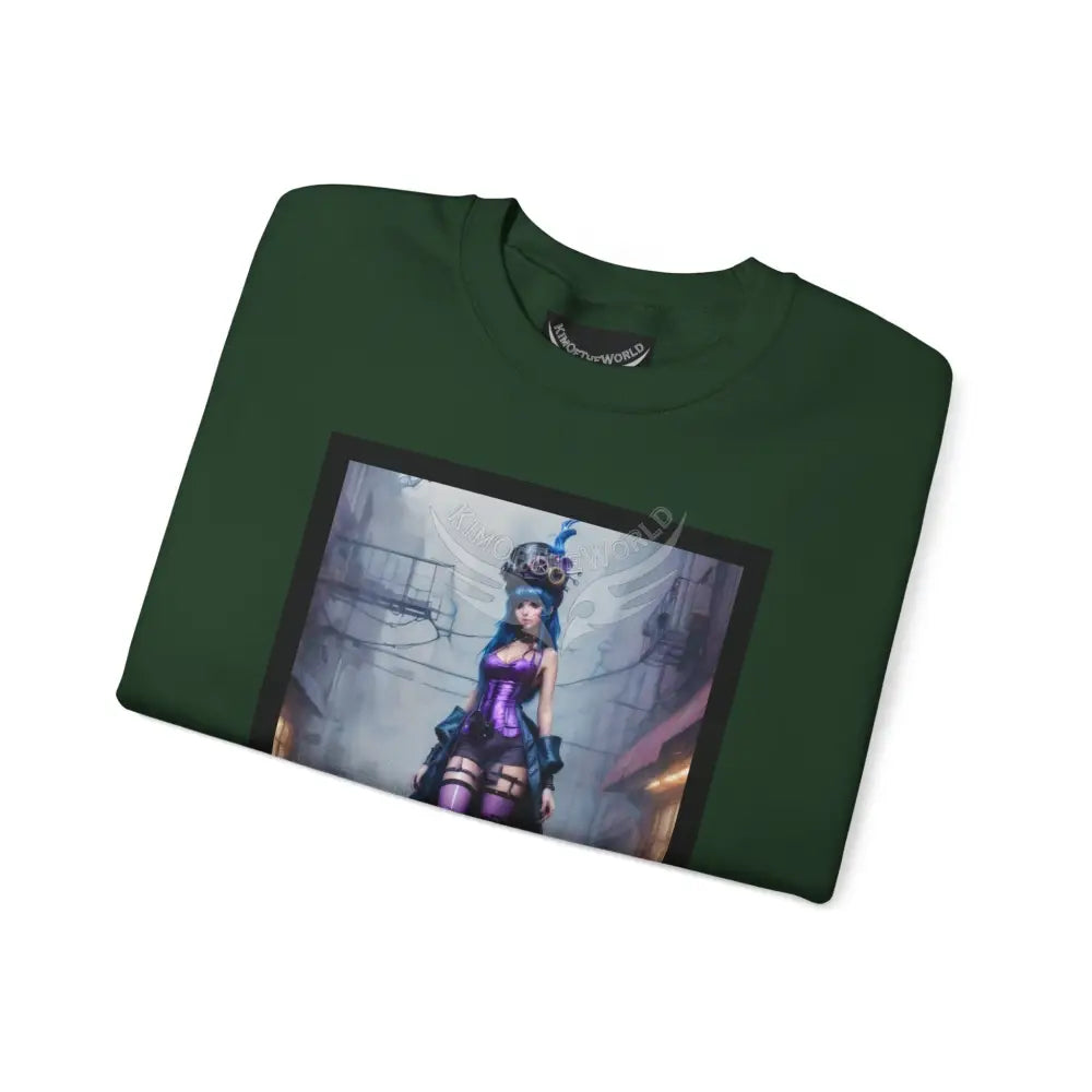 Surreal Empowered 3D Anime Tall Girl Fantasy Signature Design Sweatshirt — Tall Giantess Fetish Art Crewneck Sweatshirt