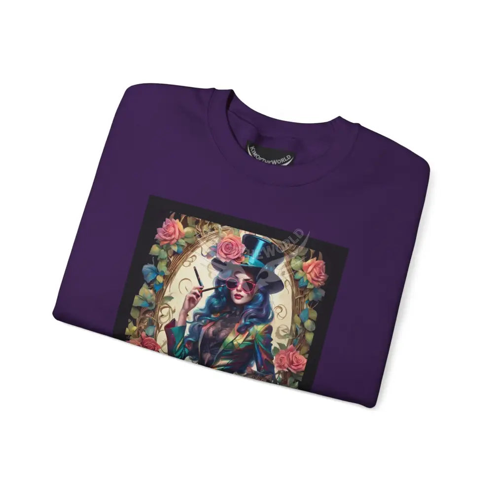 Surreal Empowered 3D Floral Flower Lady Fantasy Signature Design Sweatshirt — Tall Giantess Fetish Art Crewneck