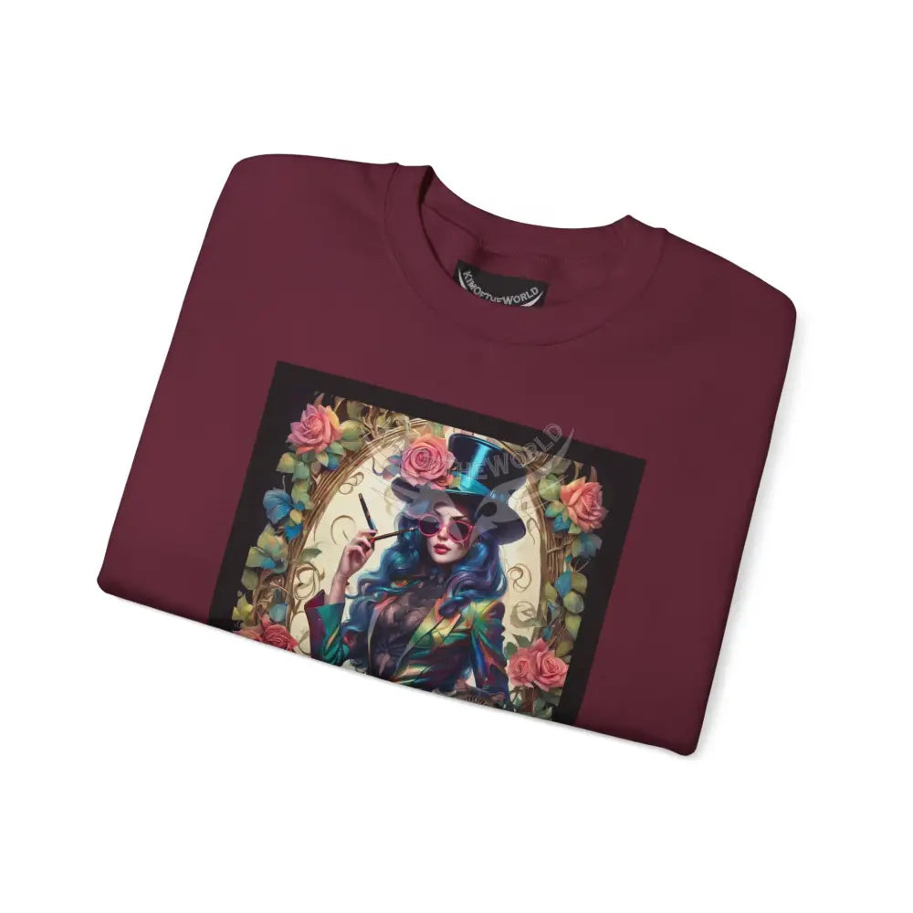 Surreal Empowered 3D Floral Flower Lady Fantasy Signature Design Sweatshirt — Tall Giantess Fetish Art Crewneck