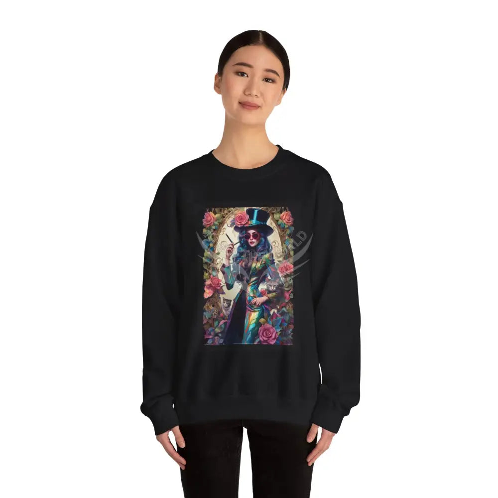Surreal Empowered 3D Floral Flower Lady Fantasy Signature Design Sweatshirt — Tall Giantess Fetish Art Crewneck