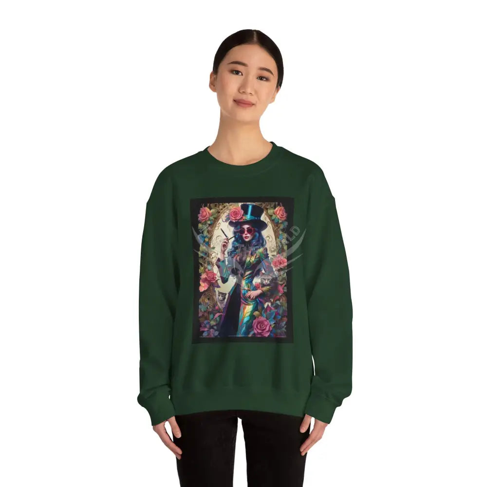 Surreal Empowered 3D Floral Flower Lady Fantasy Signature Design Sweatshirt — Tall Giantess Fetish Art Crewneck