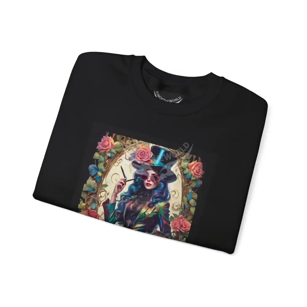 Surreal Empowered 3D Floral Flower Lady Fantasy Signature Design Sweatshirt — Tall Giantess Fetish Art Crewneck