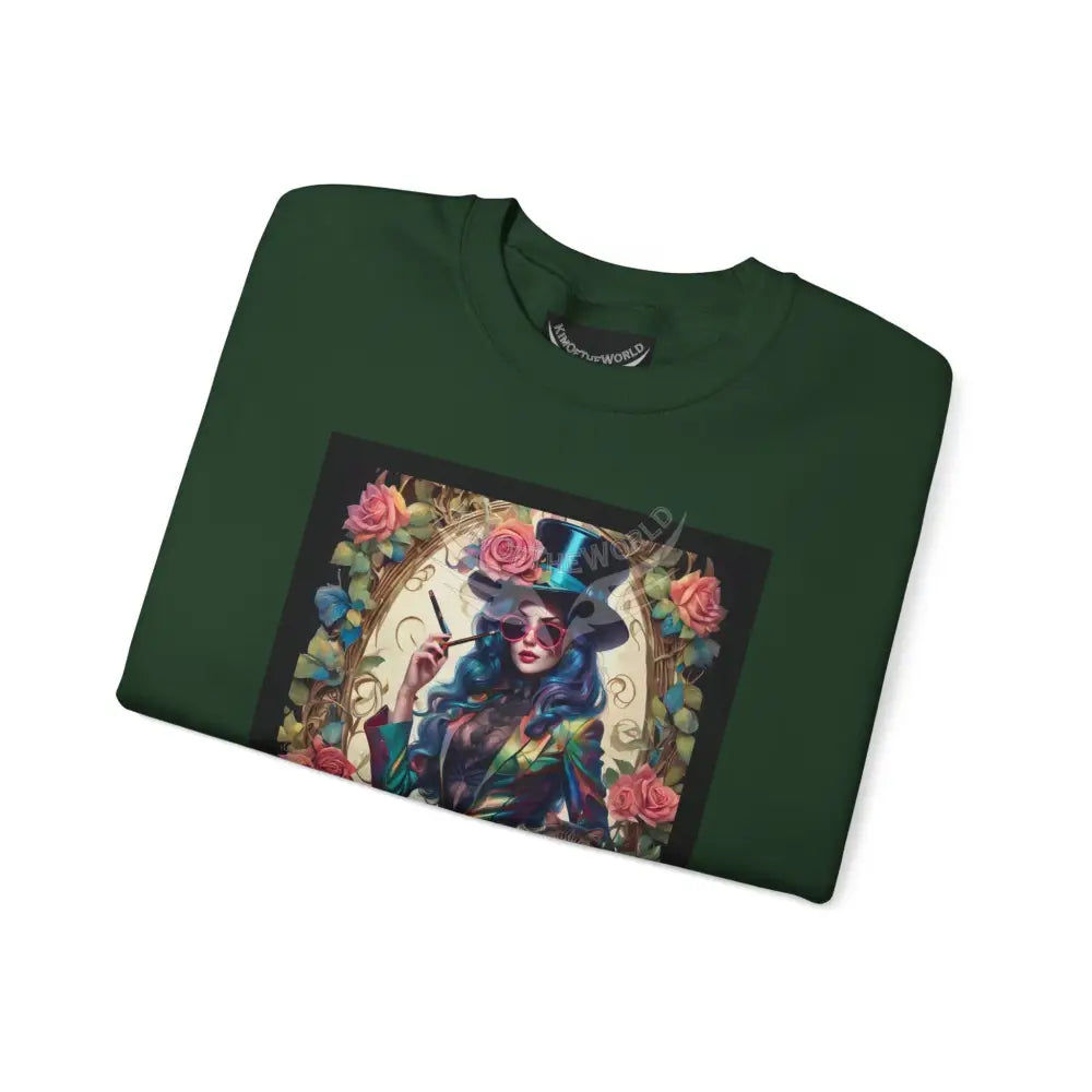 Surreal Empowered 3D Floral Flower Lady Fantasy Signature Design Sweatshirt — Tall Giantess Fetish Art Crewneck