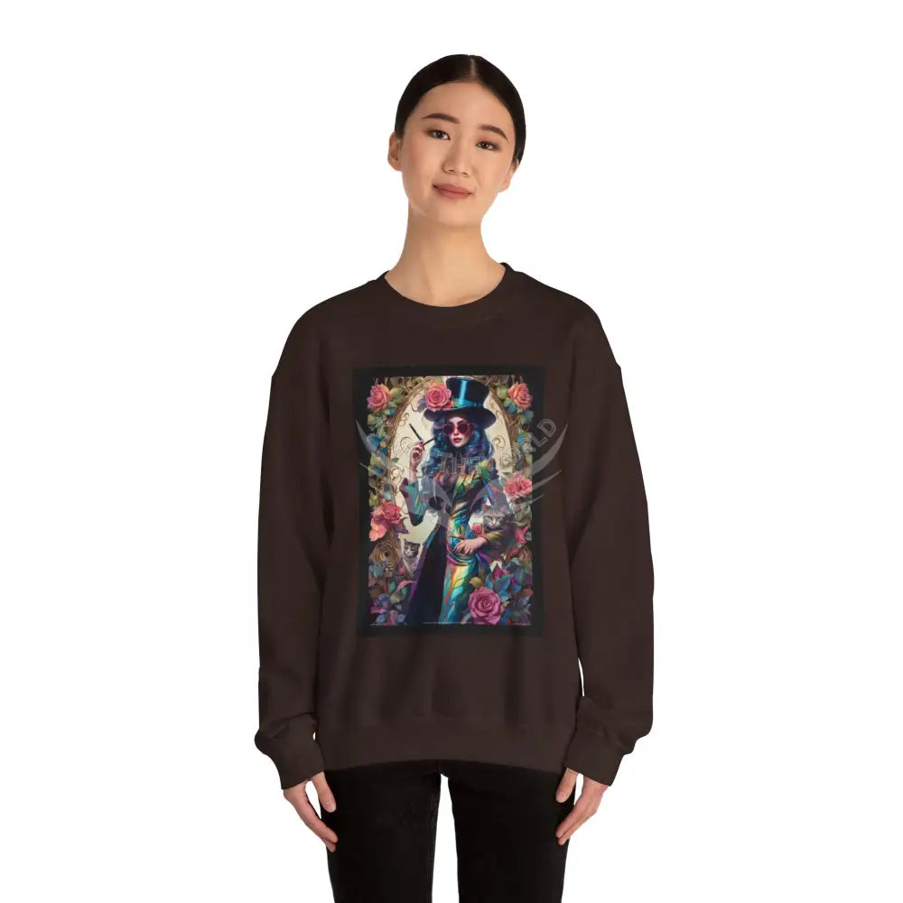 Surreal Empowered 3D Floral Flower Lady Fantasy Signature Design Sweatshirt — Tall Giantess Fetish Art Crewneck
