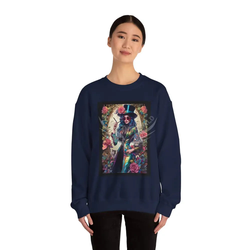 Surreal Empowered 3D Floral Flower Lady Fantasy Signature Design Sweatshirt — Tall Giantess Fetish Art Crewneck