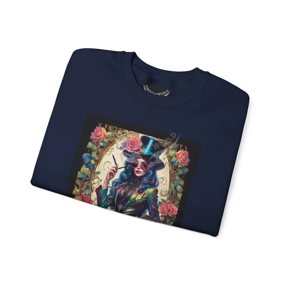 Surreal Empowered 3D Floral Flower Lady Fantasy Signature Design Sweatshirt — Tall Giantess Fetish Art Crewneck