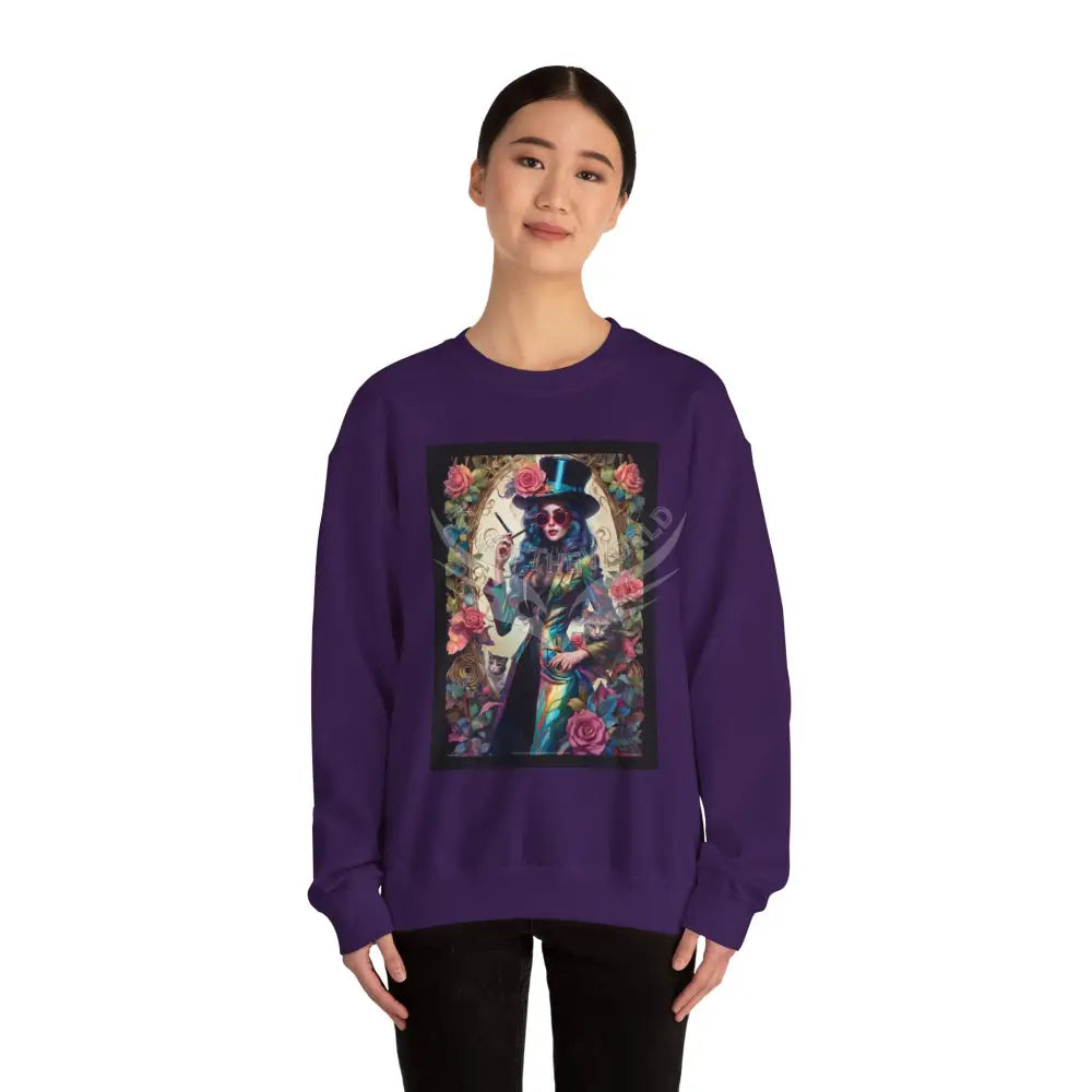 Surreal Empowered 3D Floral Flower Lady Fantasy Signature Design Sweatshirt — Tall Giantess Fetish Art Crewneck