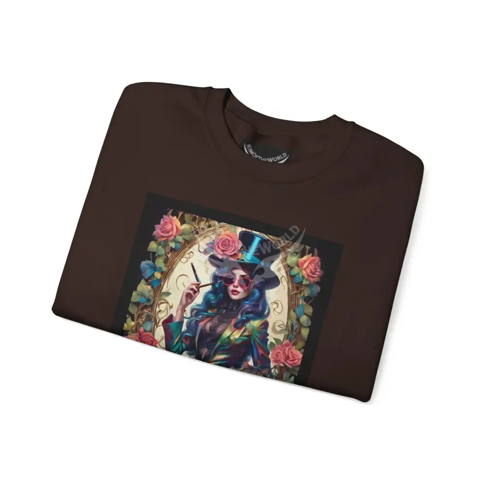 Surreal Empowered 3D Floral Flower Lady Fantasy Signature Design Sweatshirt — Tall Giantess Fetish Art Crewneck