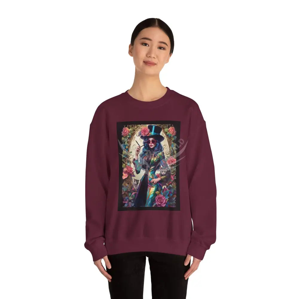 Surreal Empowered 3D Floral Flower Lady Fantasy Signature Design Sweatshirt — Tall Giantess Fetish Art Crewneck