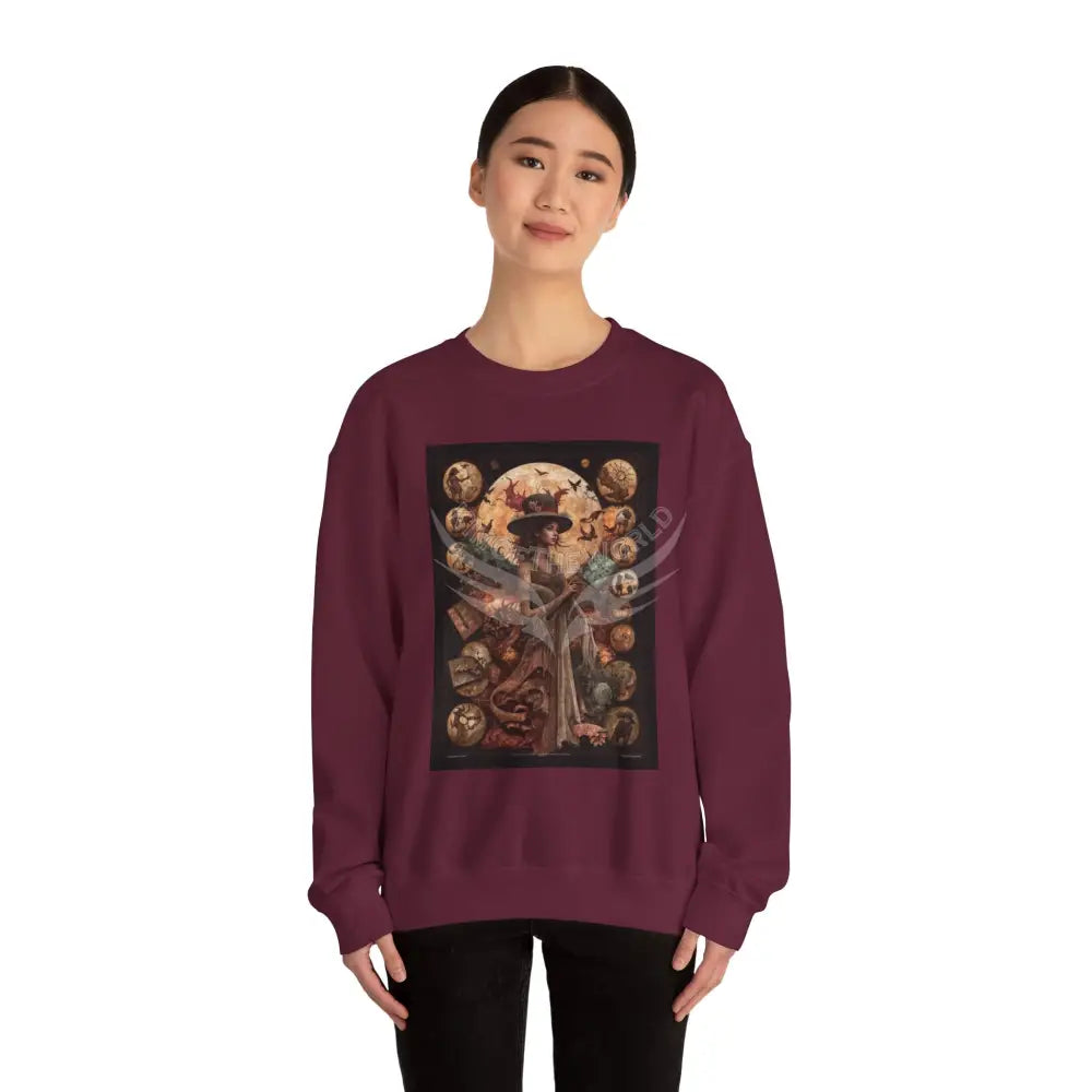 Surreal Empowered 3D Magician Lady Fantasy Signature Design Sweatshirt — Tall Giantess Fetish Art Crewneck Sweatshirt