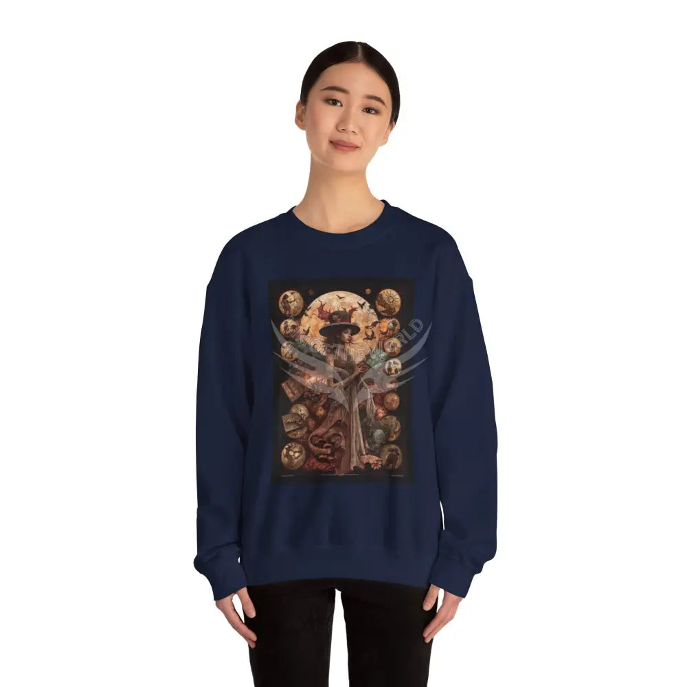 Surreal Empowered 3D Magician Lady Fantasy Signature Design Sweatshirt — Tall Giantess Fetish Art Crewneck Sweatshirt