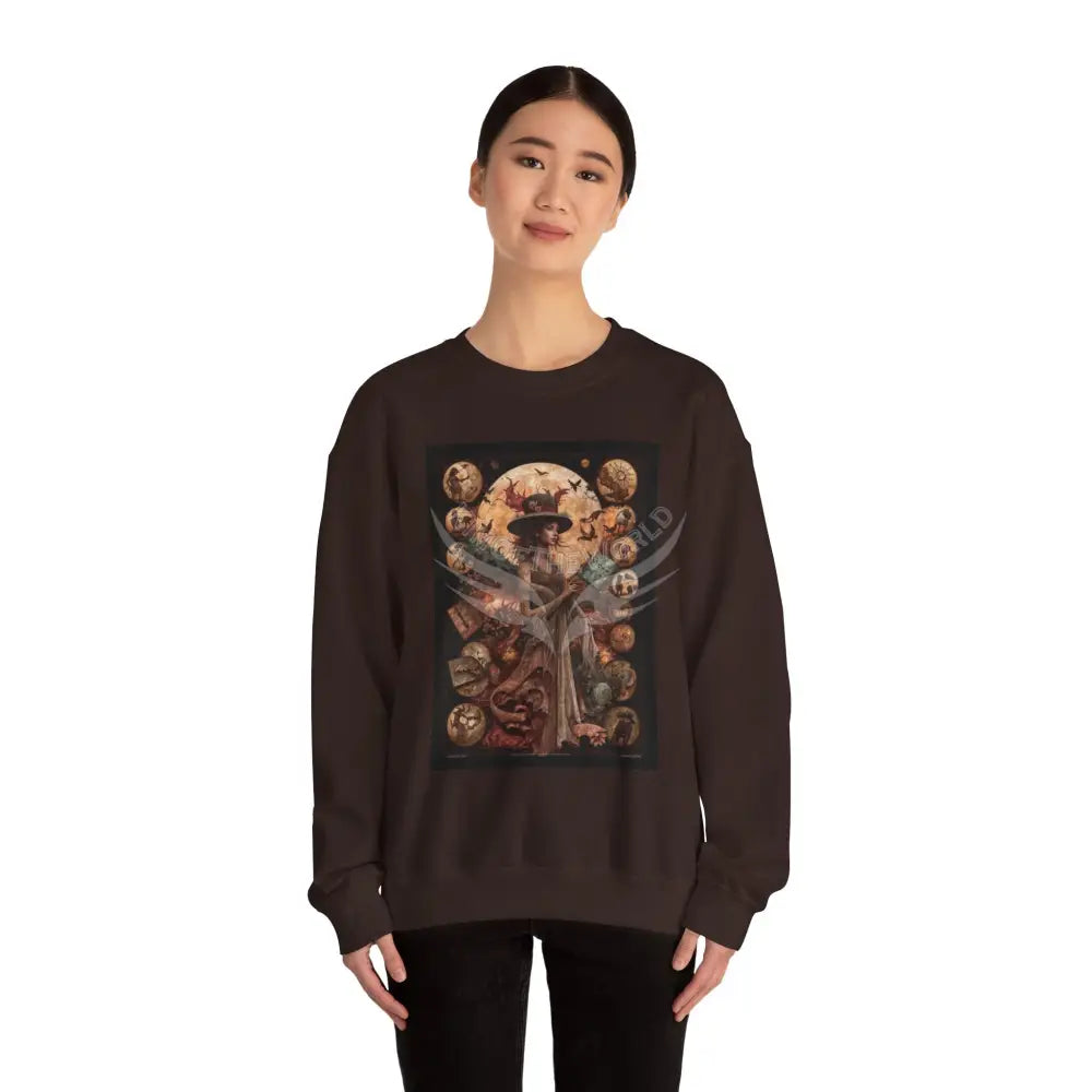 Surreal Empowered 3D Magician Lady Fantasy Signature Design Sweatshirt — Tall Giantess Fetish Art Crewneck Sweatshirt