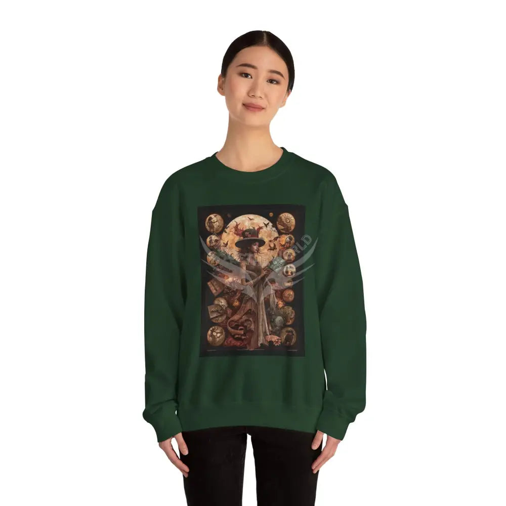 Surreal Empowered 3D Magician Lady Fantasy Signature Design Sweatshirt — Tall Giantess Fetish Art Crewneck Sweatshirt