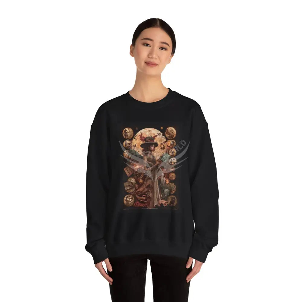 Surreal Empowered 3D Magician Lady Fantasy Signature Design Sweatshirt — Tall Giantess Fetish Art Crewneck Sweatshirt