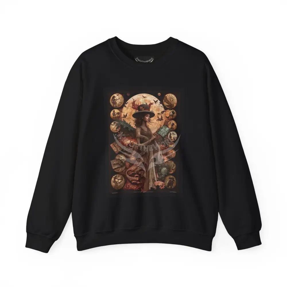 Surreal Empowered 3D Magician Lady Fantasy Signature Design Sweatshirt — Tall Giantess Fetish Art Crewneck Black / S