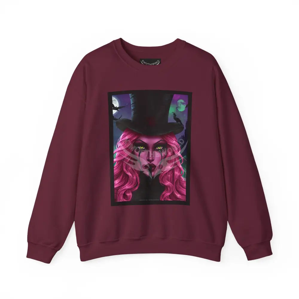 Surreal Empowered 3D Smoking Magician Signature Design Sweatshirt — Art Crewneck Maroon / S Sweatshirt