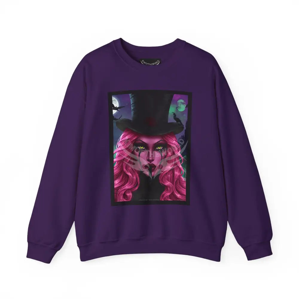 Surreal Empowered 3D Smoking Magician Signature Design Sweatshirt — Art Crewneck Purple / S Sweatshirt