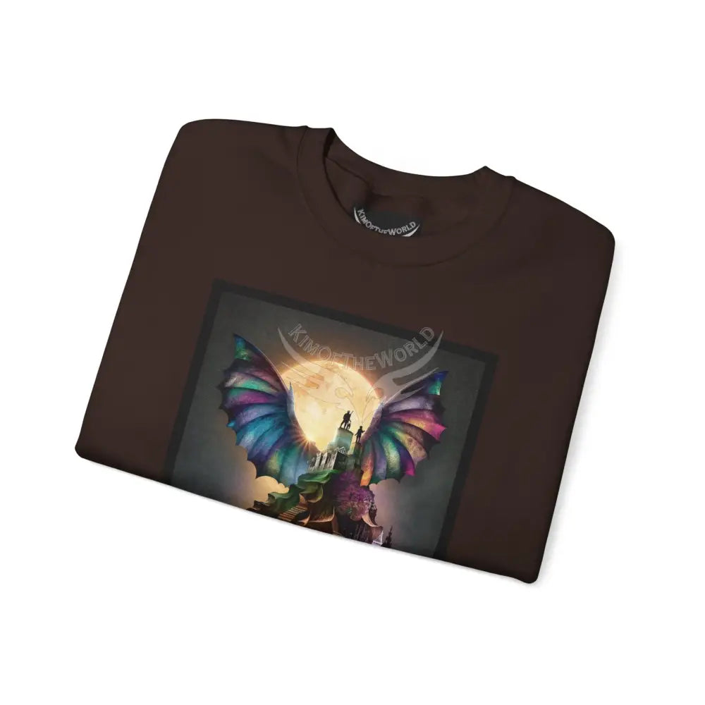 Surreal Empowered 3D Wing Scape Fantasy Signature Design Sweatshirt — Art Crewneck Sweatshirt
