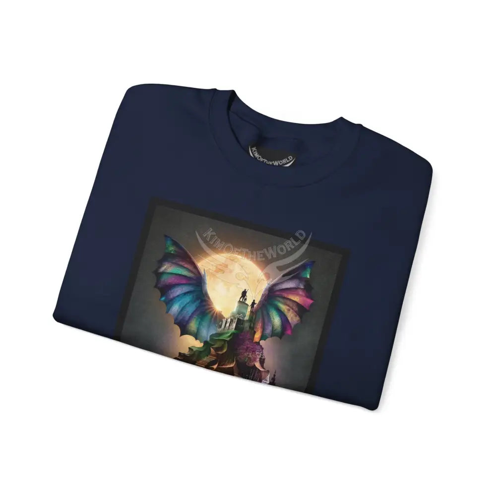 Surreal Empowered 3D Wing Scape Fantasy Signature Design Sweatshirt — Art Crewneck Sweatshirt