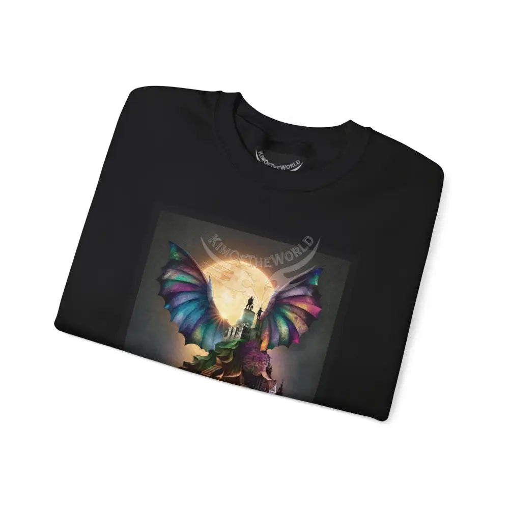 Surreal Empowered 3D Wing Scape Fantasy Signature Design Sweatshirt — Art Crewneck Sweatshirt