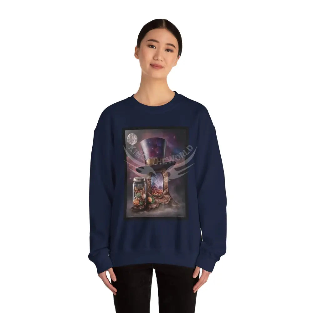 Surreal Empowered 3D Wing Scape Fantasy Signature Design Sweatshirt — Tall Giantess Fetish Art Crewneck Sweatshirt