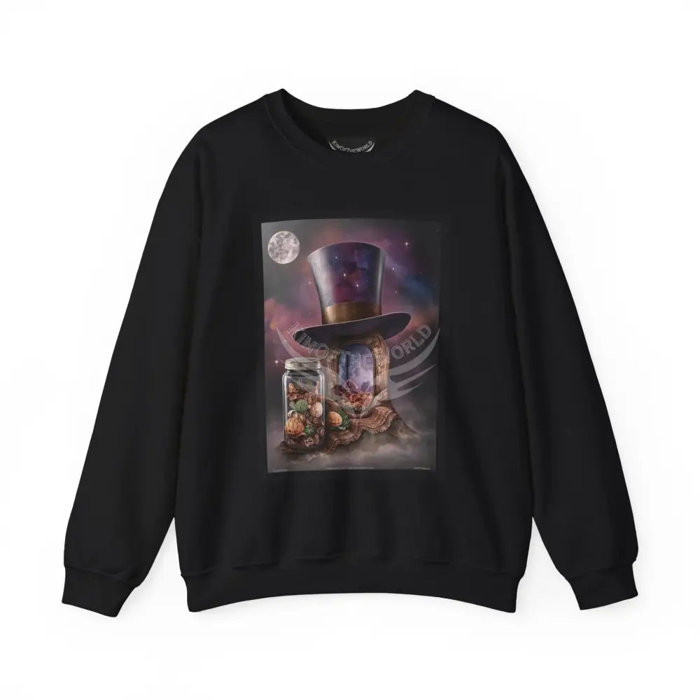 Surreal Empowered 3D Wing Scape Fantasy Signature Design Sweatshirt — Tall Giantess Fetish Art Crewneck Black / S