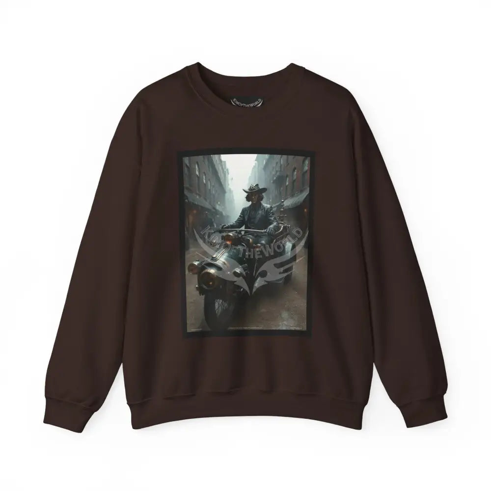 Surreal Empowered Gothic Riders Fantasy Signature Design Sweatshirt — Tall Giantess Fetish Art Crewneck Dark Chocolate