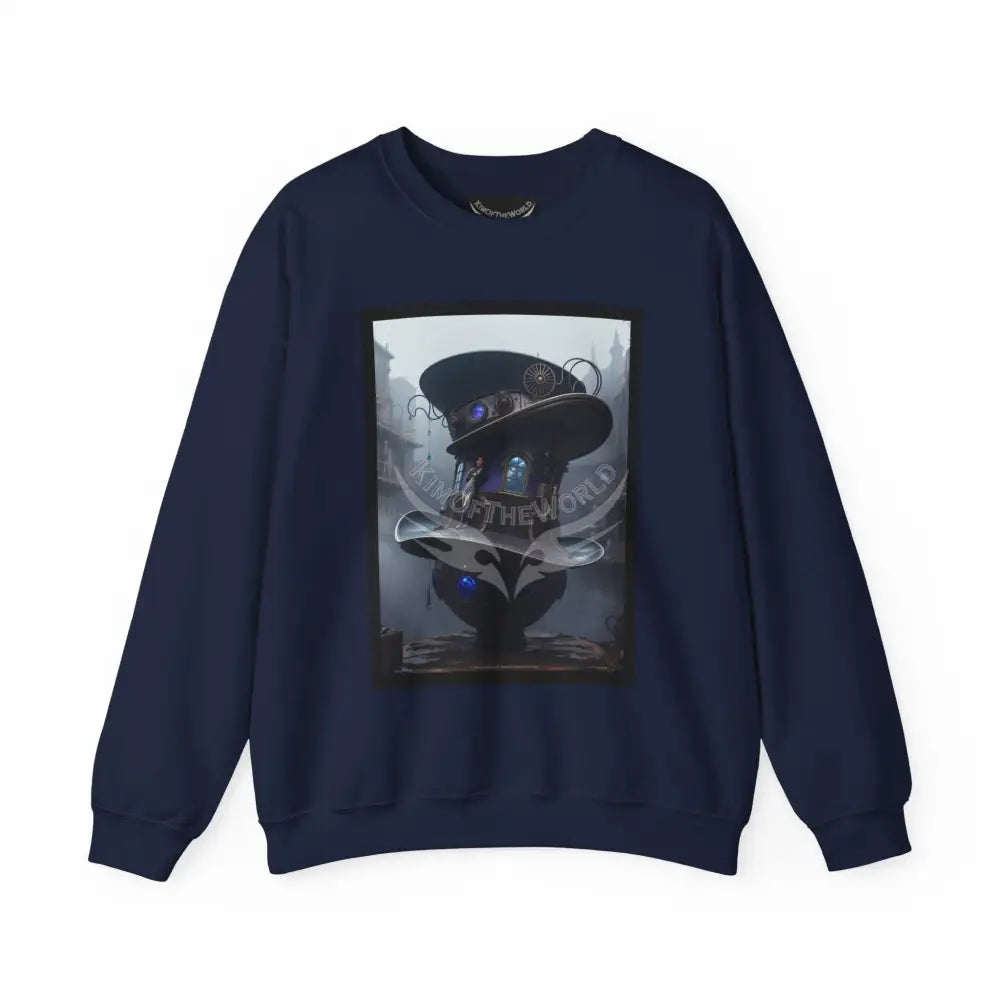 Surreal Empowered Magic Giant Top Hat Magician 3D Wing Scape Fantasy Signature Design — CrewneckSweatshirt Navy / S