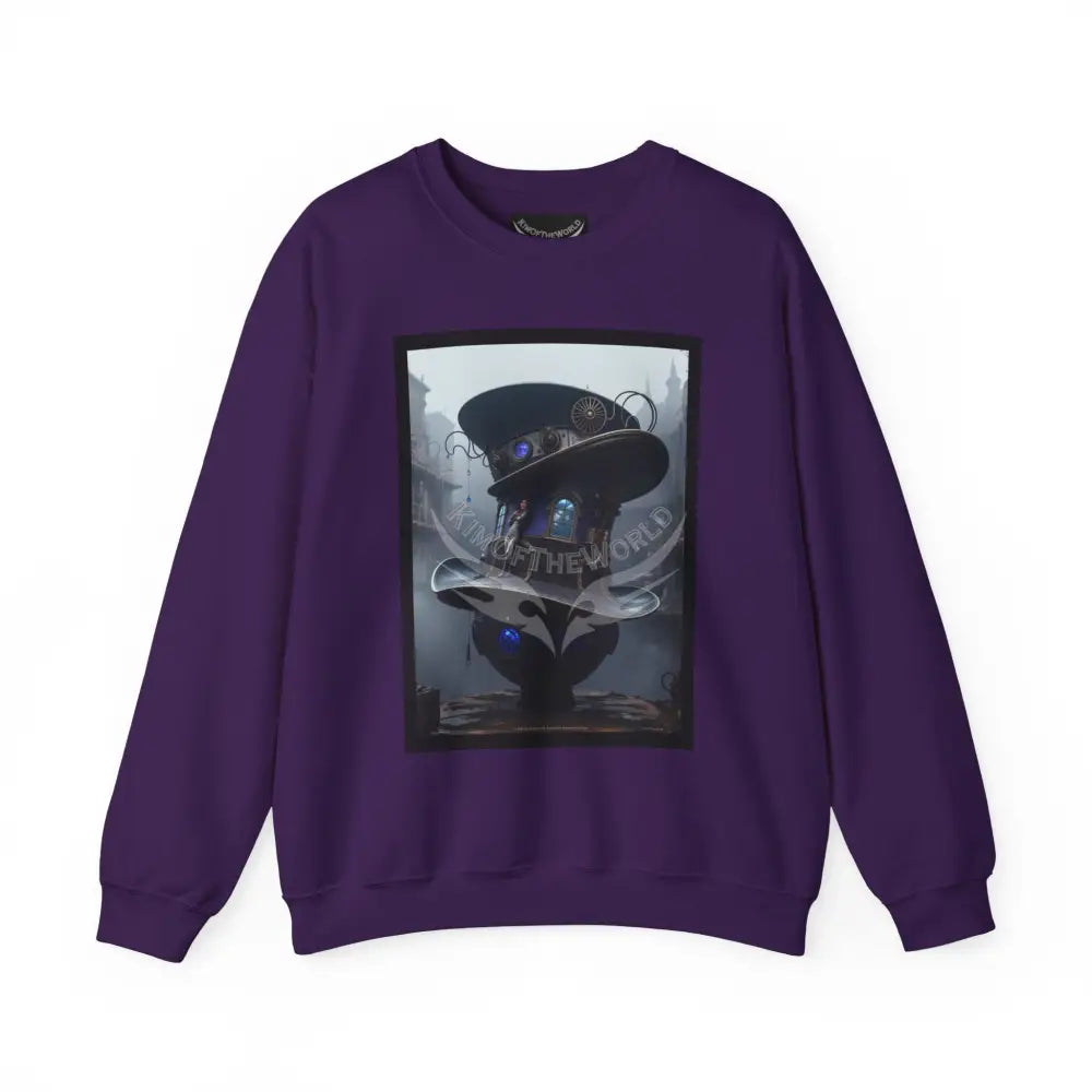Surreal Empowered Magic Giant Top Hat Magician 3D Wing Scape Fantasy Signature Design — CrewneckSweatshirt Purple / S
