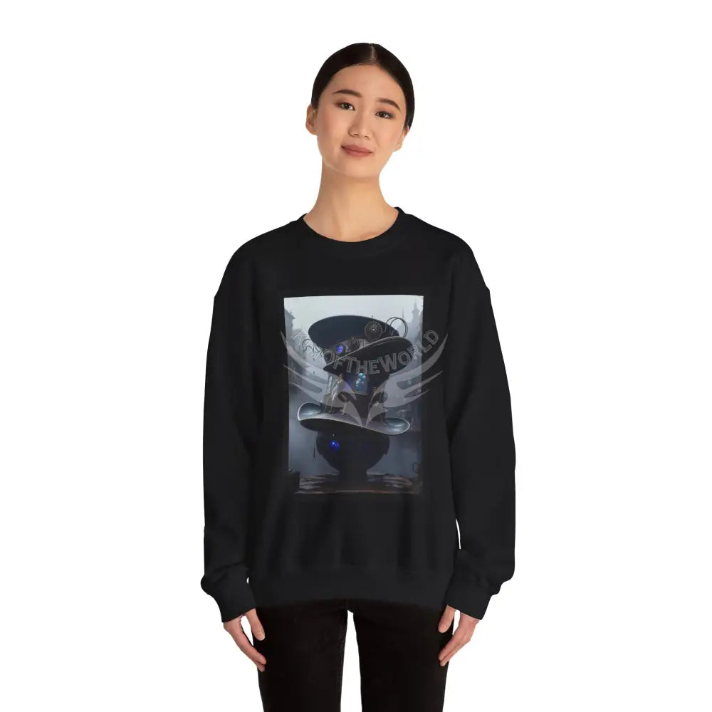 Surreal Empowered Magic Giant Top Hat Magician 3D Wing Scape Fantasy Signature Design — CrewneckSweatshirt Sweatshirt