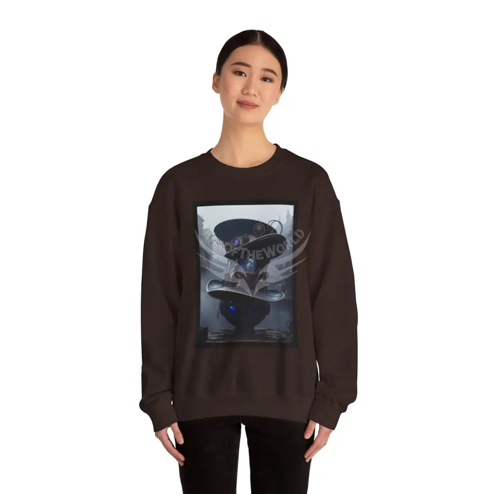 Surreal Empowered Magic Giant Top Hat Magician 3D Wing Scape Fantasy Signature Design — CrewneckSweatshirt Sweatshirt