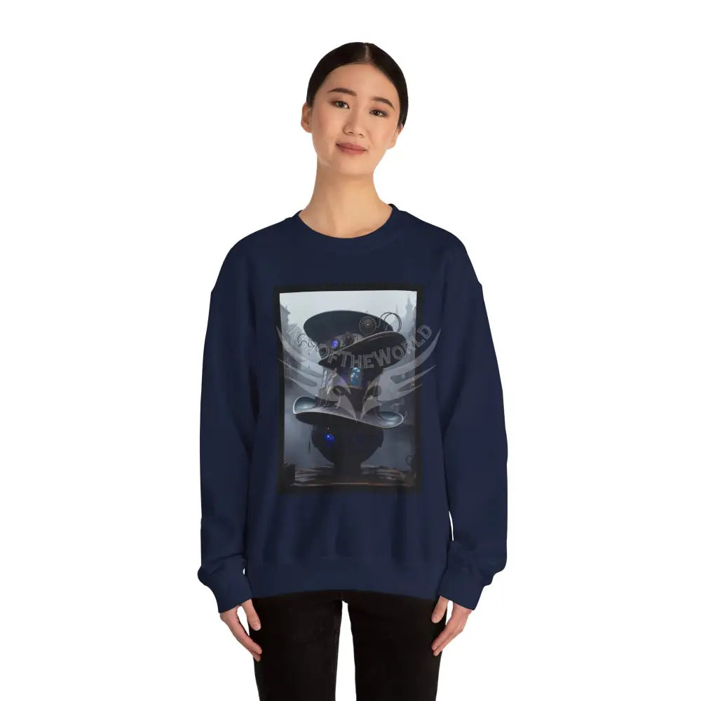 Surreal Empowered Magic Giant Top Hat Magician 3D Wing Scape Fantasy Signature Design — CrewneckSweatshirt Sweatshirt