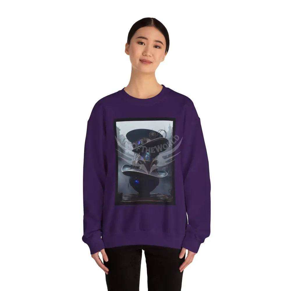 Surreal Empowered Magic Giant Top Hat Magician 3D Wing Scape Fantasy Signature Design — CrewneckSweatshirt Sweatshirt