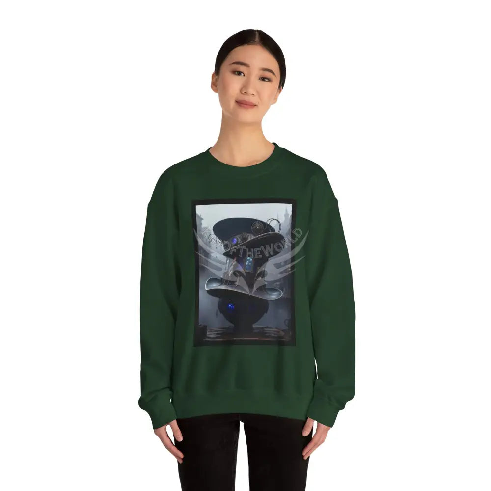 Surreal Empowered Magic Giant Top Hat Magician 3D Wing Scape Fantasy Signature Design — CrewneckSweatshirt Sweatshirt