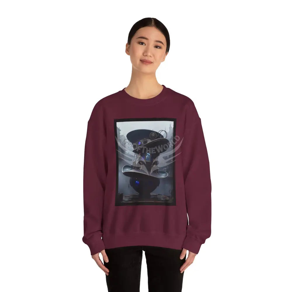 Surreal Empowered Magic Giant Top Hat Magician 3D Wing Scape Fantasy Signature Design — CrewneckSweatshirt Sweatshirt